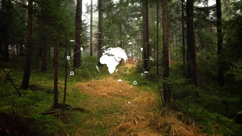 Magic green forest with envrionment earth planet icon symbols Видео 333709711