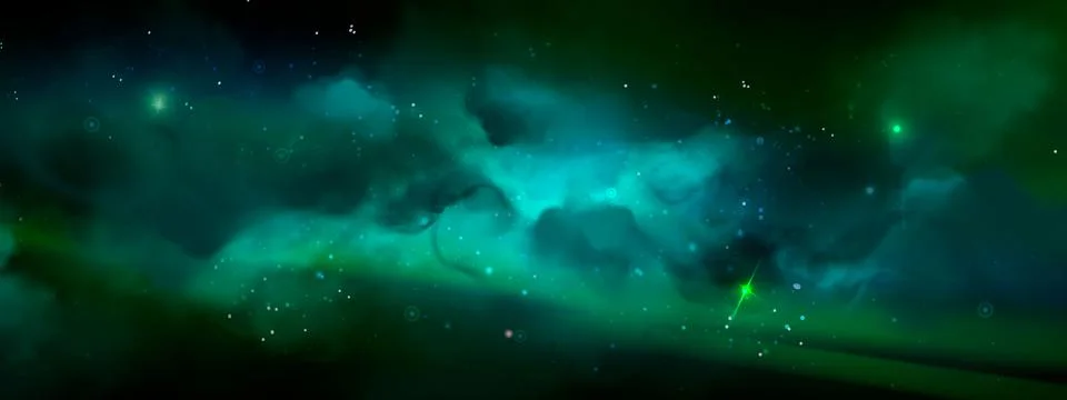 Magic green mist with glowing light particles Stock Illustration