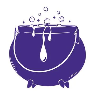 Magic Halloween Cauldron with Bubbling Potion and Drips. Nice for Party Dec.. Stock Illustration