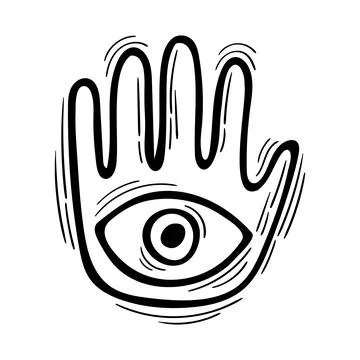 Magic hand. Hand drawn magical vintage sign. Mystical element. Astrology Stock Illustration