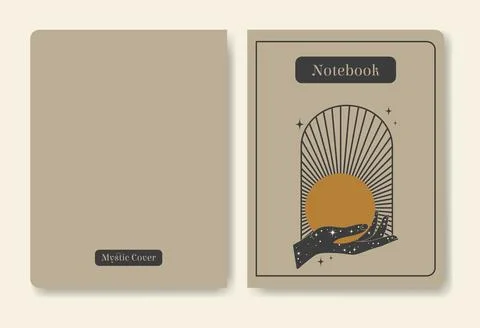 Magic hand holding sun witchcraft template for notebook cover. Vintage mystical Stock Illustration