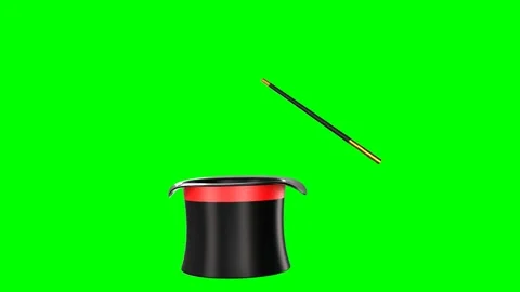 Magic hat and magic wand on green screen Stock Footage 138380445