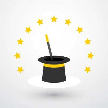 The Magic hat and magic wand with stars Stock-Illustration