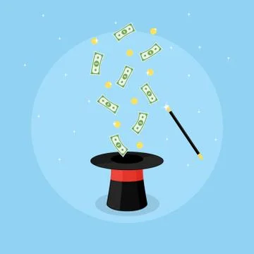 Magic hat and money Stock Illustration