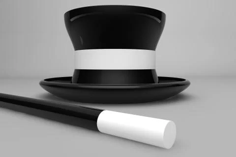 Magic hat and stick Stock Illustration