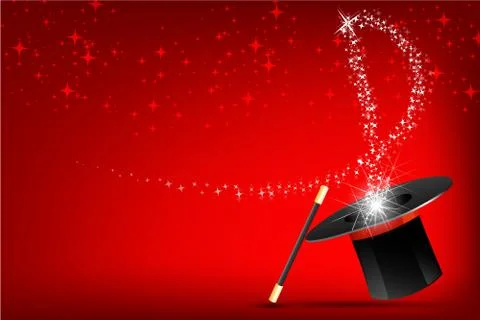 Magic hat and stick Stock Illustration