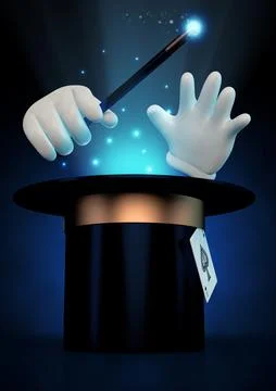 Magic Hat and Wand Stock Illustration