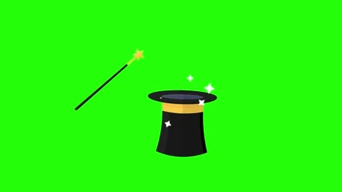 Magic hat, animated magic hat blink magic trick 4k looping green screen croma Video stock 318567387