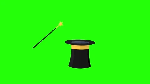 Magic hat, animated magic hat blink magic trick 4k looping green screen croma Video stock 318567388