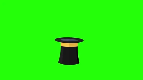 Magic hat, animated magic hat blink magic trick 4k looping green screen croma Video stock 318567427