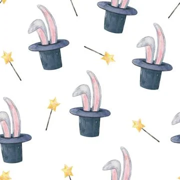 Magic hat with bunny ears pattern Stock Illustration