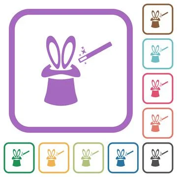 Magic hat with bunny ears simple icons Stock Illustration