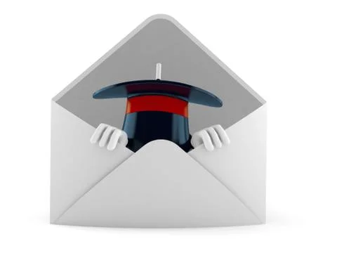 Magic hat character inside envelope Stock Illustration