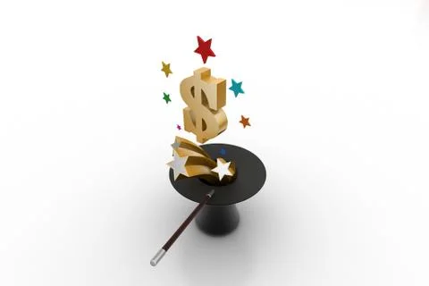 Magic hat with dollar sign Free Stock Illustration