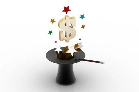 Magic hat with dollar sign Free Stock Illustration