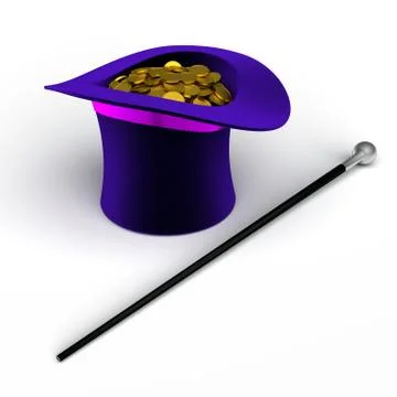 Magic hat full fo gold Stock Illustration