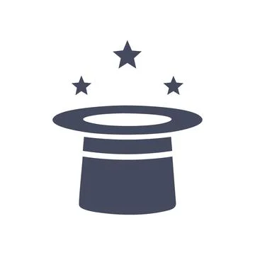 Magic hat icon. Simple magic hat icon with stars. Represents magic, illusio.. Stock Illustration
