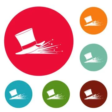 Magic hat icons circle set vector Stock Illustration
