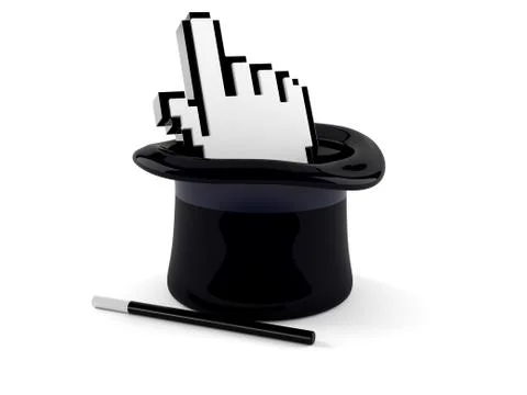 Magic hat with internet cursor Stock Illustration