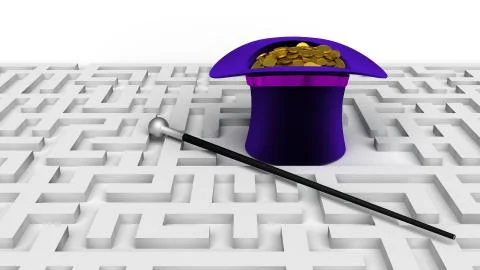 Magic hat labyrinth Stock Illustration