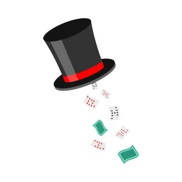 Magic hat with miracle falling playing cards vector illustration Stock Illustration