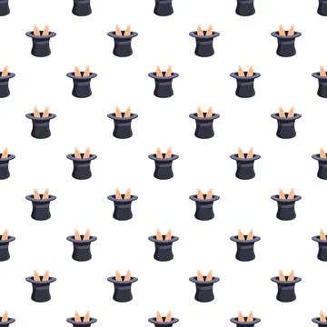 Magic hat with rabbit ears seamless pattern Stock Illustration