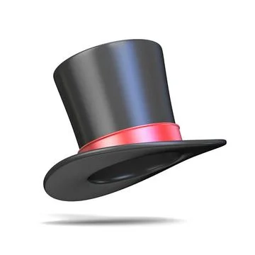 Magic hat with red ribbon 3D render Magic hat with red ribbon 3D render il... Foto stock