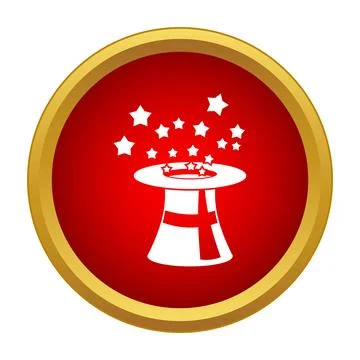 Magic hat with stars icon on red circle Illustrazione stock