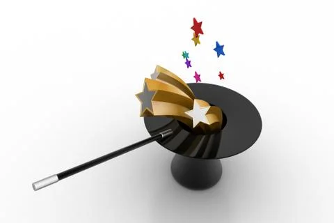 Magic Hat with stars Free Stock Illustration