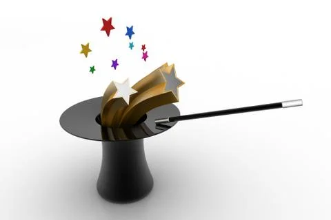 Magic Hat with stars Free Stock Illustration