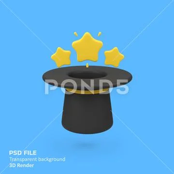 Magic hat with stars isolated 3d render icon illustration PSD Template