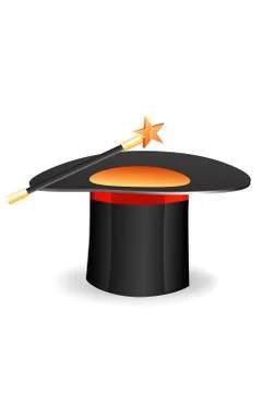 Magic hat with stick and star Stock Illustration