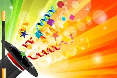 Magic hat with stick Stock Illustration