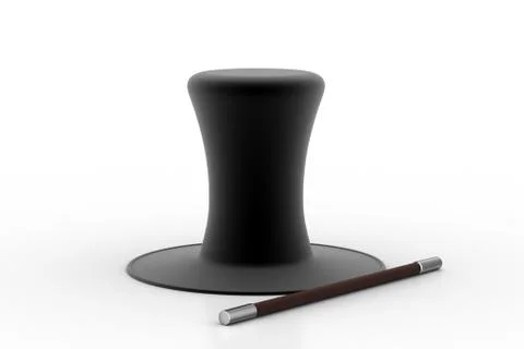 Magic hat with wand Free Stock Illustration