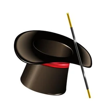 Magic hat with wand isolated on white background Stock Illustration