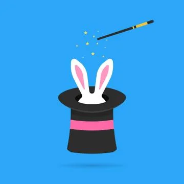 Magic hat with white bunny ears Stock Illustration