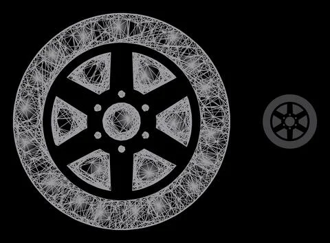 Magic Hatched Mesh Car Wheel with Light Spots Illustration