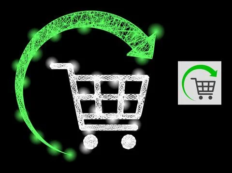 Magic Hatched Mesh Repeat Shopping Cart with Glare Spots Stock Illustration