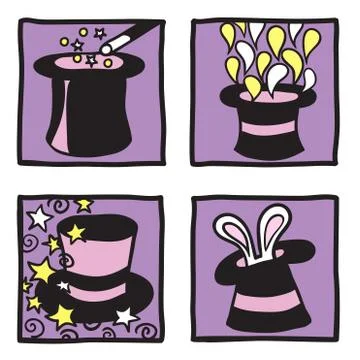 Magic hats collection Stock Illustration