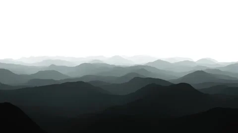 Magic hill landscape silhouette layers with white sky background Vidéo 337662967