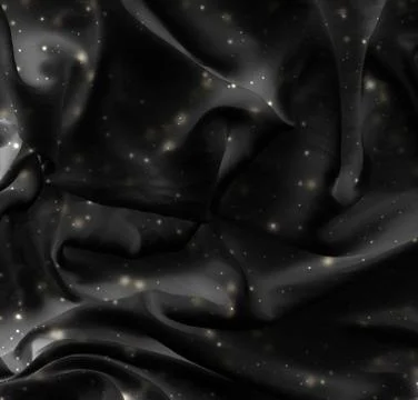 Magic holiday black silk flatlay background texture with golden shine, luxury Stock Illustration