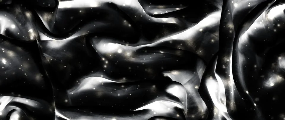 Magic holiday silk flatlay background texture with glowing snow, luxury glamo Foto stock