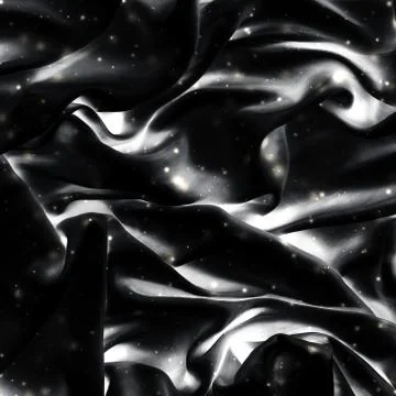Magic holiday silk flatlay background texture with glowing snow, luxury glamo Stock Photos