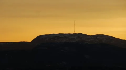 Magic hour sunset lights in northern mountains, Norway Stock-Footage 61492904
