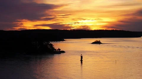 Magic hour time in baltic sea, fly camera movement, aerial Видео 60581421