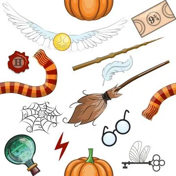 Magic items seamless pattern in flat style. School of Magic. Stock Illustration