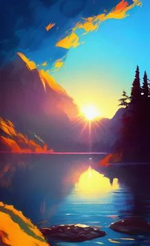 Magic Japanese landscape Stock Illustration