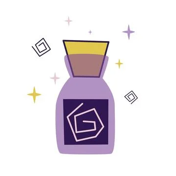Magic jar with elixir or magic potion cartoon style clip art 库存插图