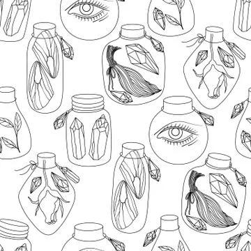 Magic jars seamless pattern Stock Illustration