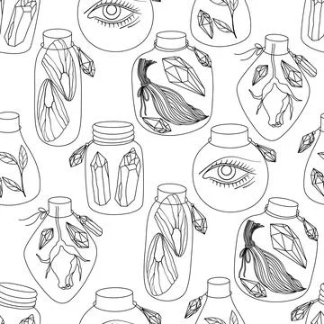 Magic jars seamless pattern Stock Illustration
